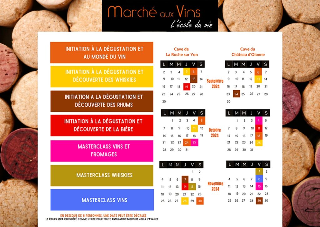 planning de cours de vin